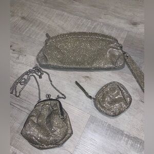 New - Elegant gold metallic Women's Bag Set